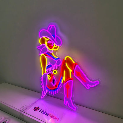 Vegas Vickie Cowgirl Led Sign Business Neon Sign