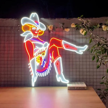 Vegas Vickie Cowgirl Led Sign Business Neon Sign
